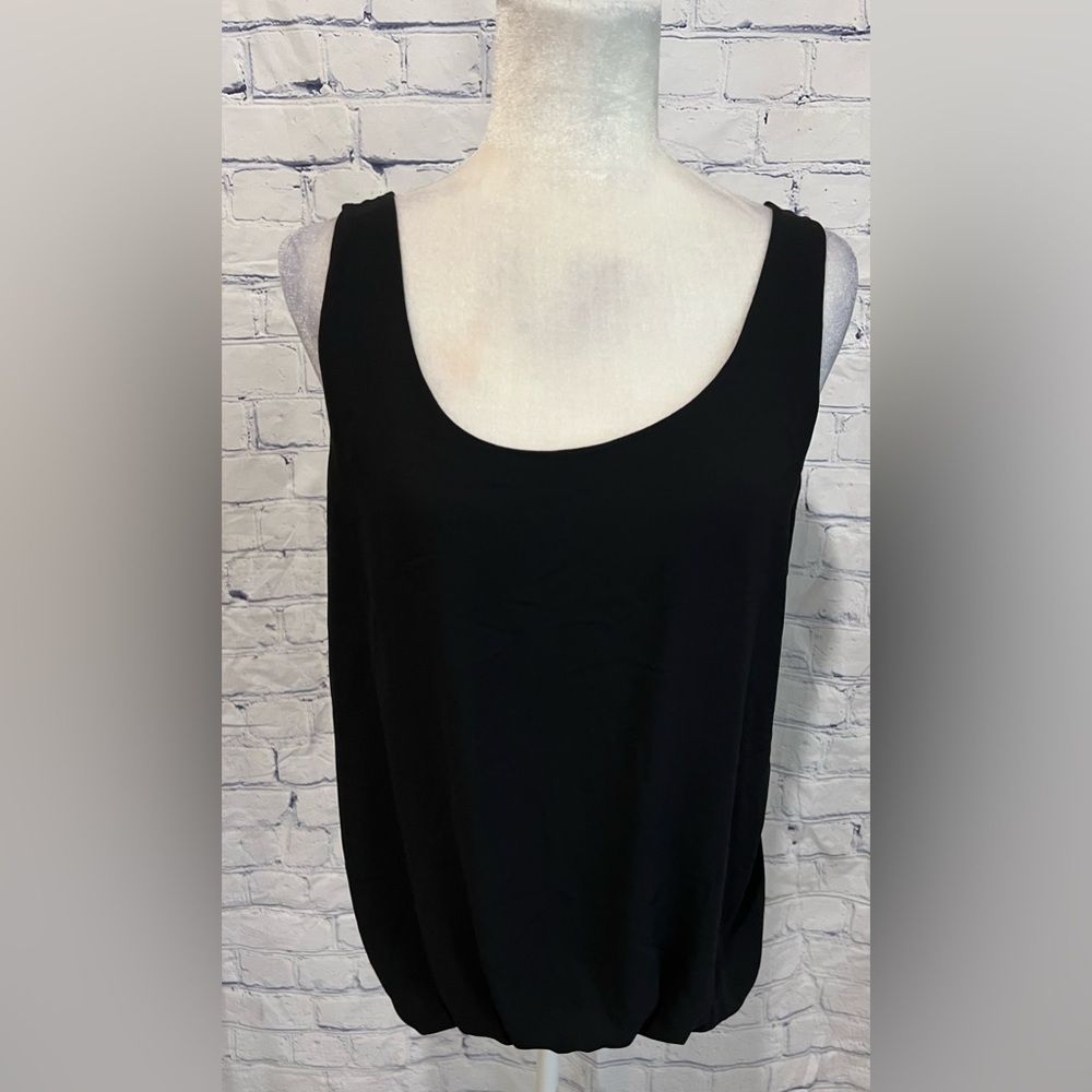 Ann Taylor loft rayon and nylon black tank top blousesize Medium